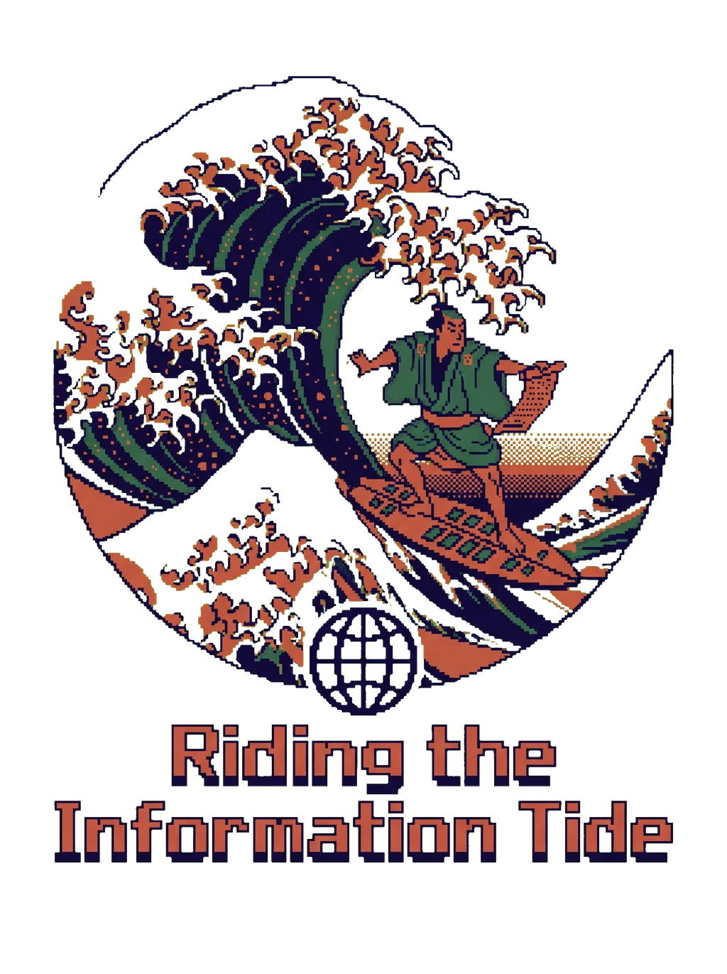 Ukiyo-e Pixel Wave: Global Currents Tee