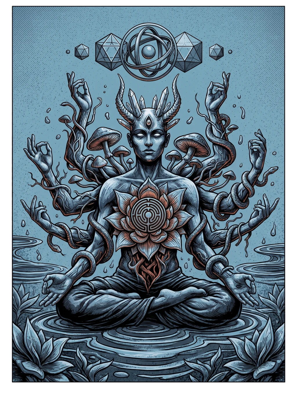 Cosmic Labyrinth Meditating Deity Tee