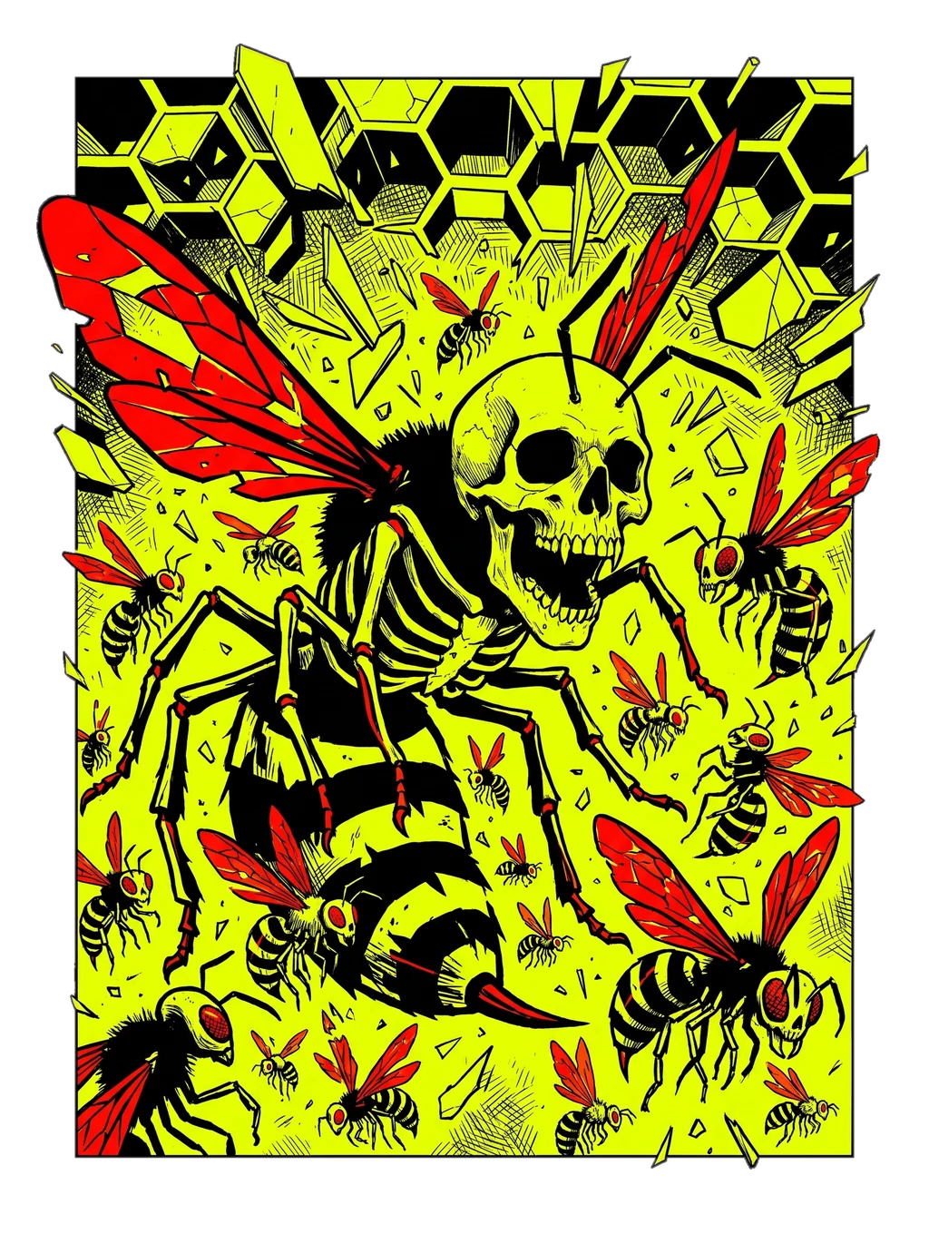 Skeletal Bee Queen Swarm
