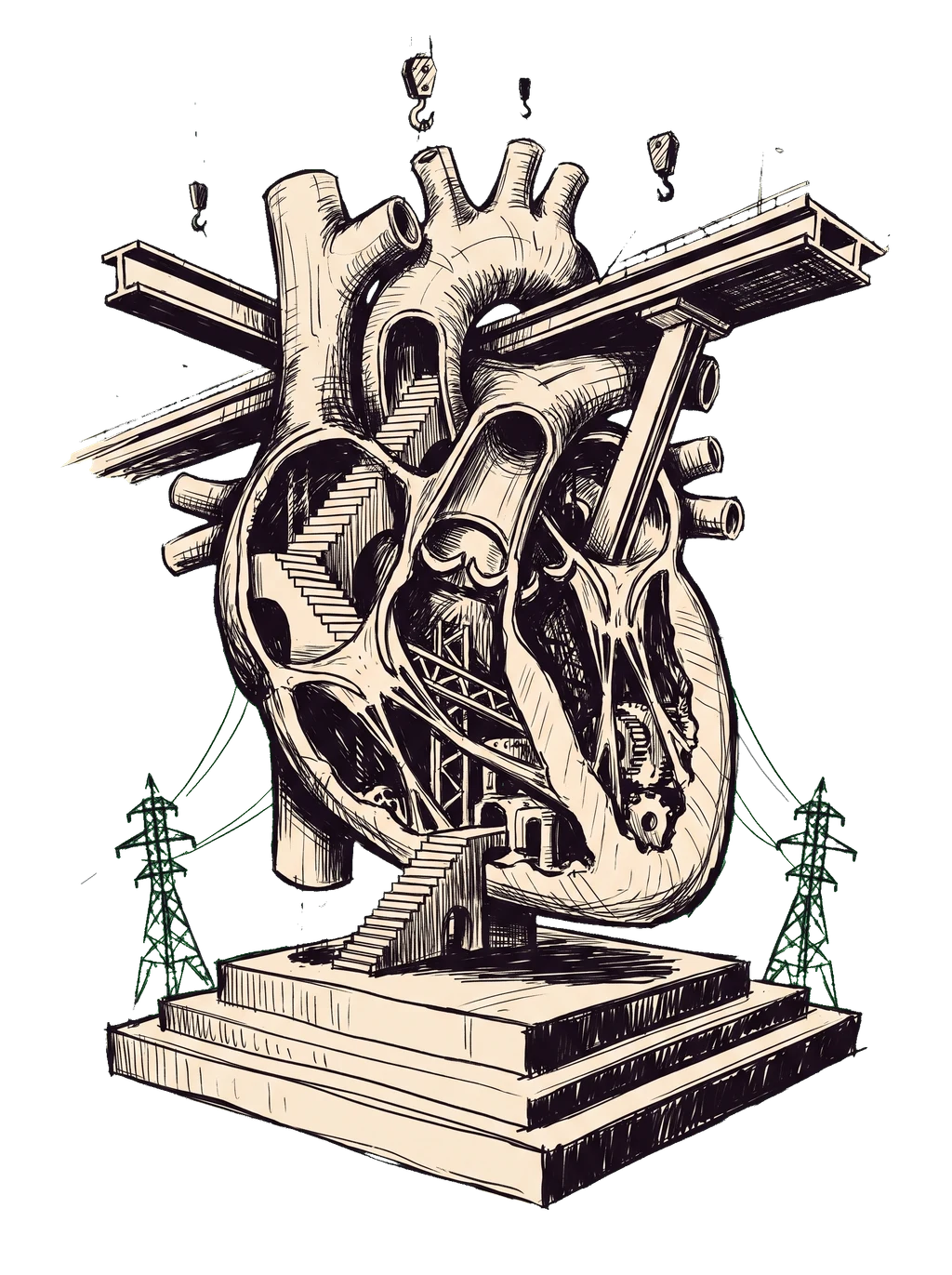 Engine of the City Architectural Heart Tee