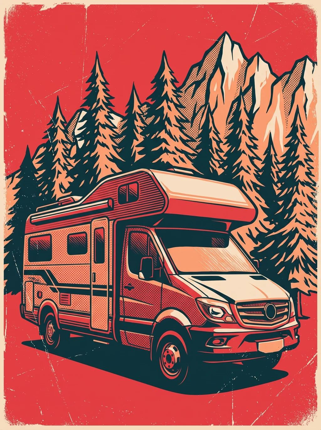Retro Mountain Camper Van Adventure Tee