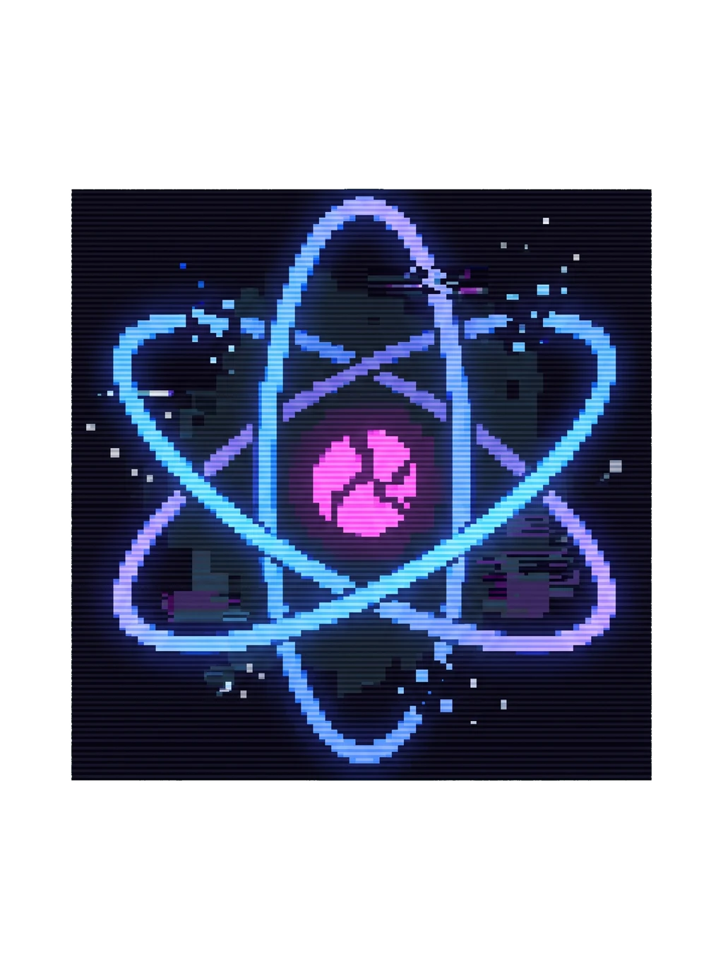 Quantum Glitch Pixel Orbital Tee