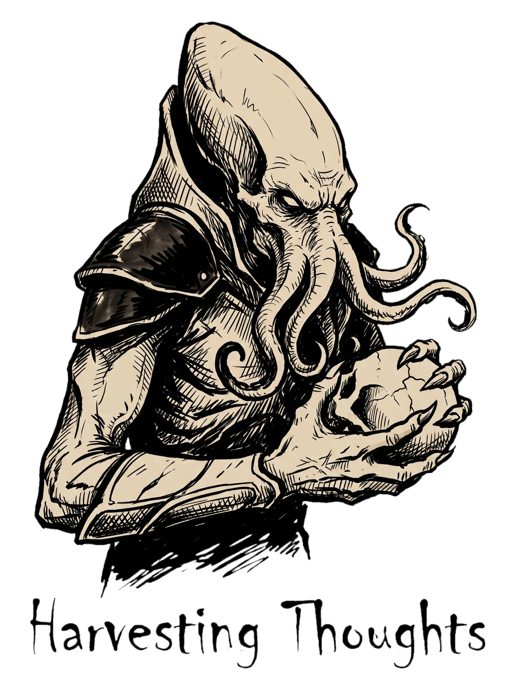 Mind Flayer's Trophy: Dark Ink Skull Graphic Tee