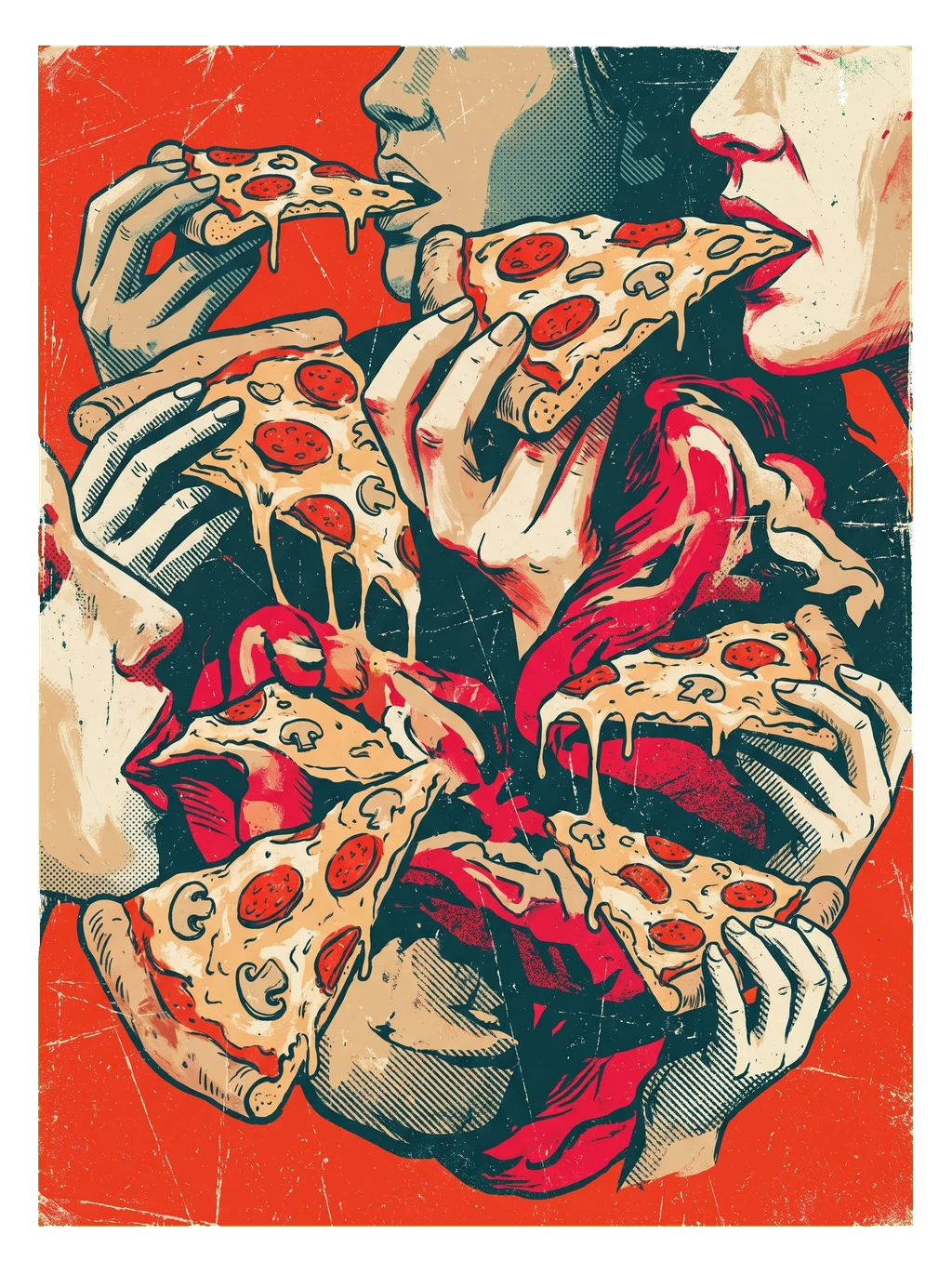 Distressed Pizza Lover Graphic Tee