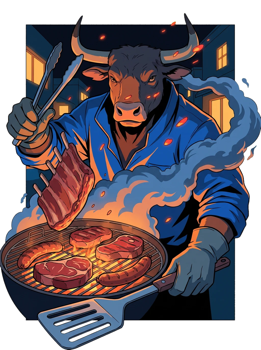 Master of the Pit Grilling Bull T-Shirt