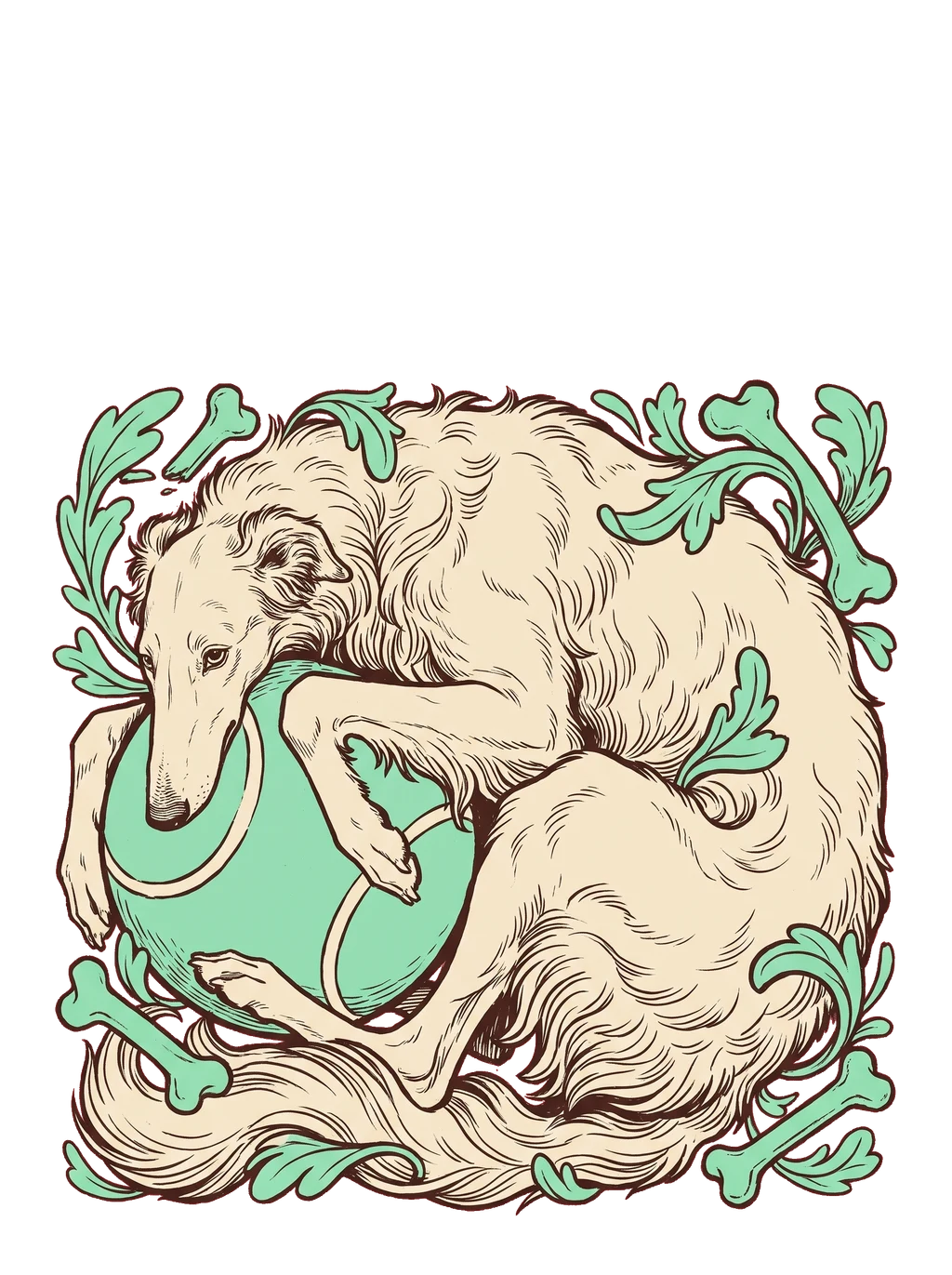 Graceful Borzoi & Mint Ball Dream Tee