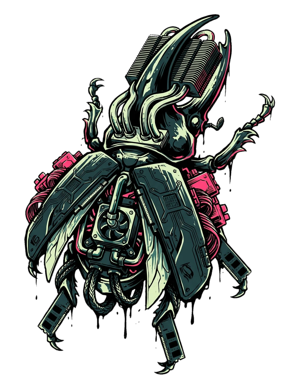 Overclocked Mecha Beetle Graphic Tee