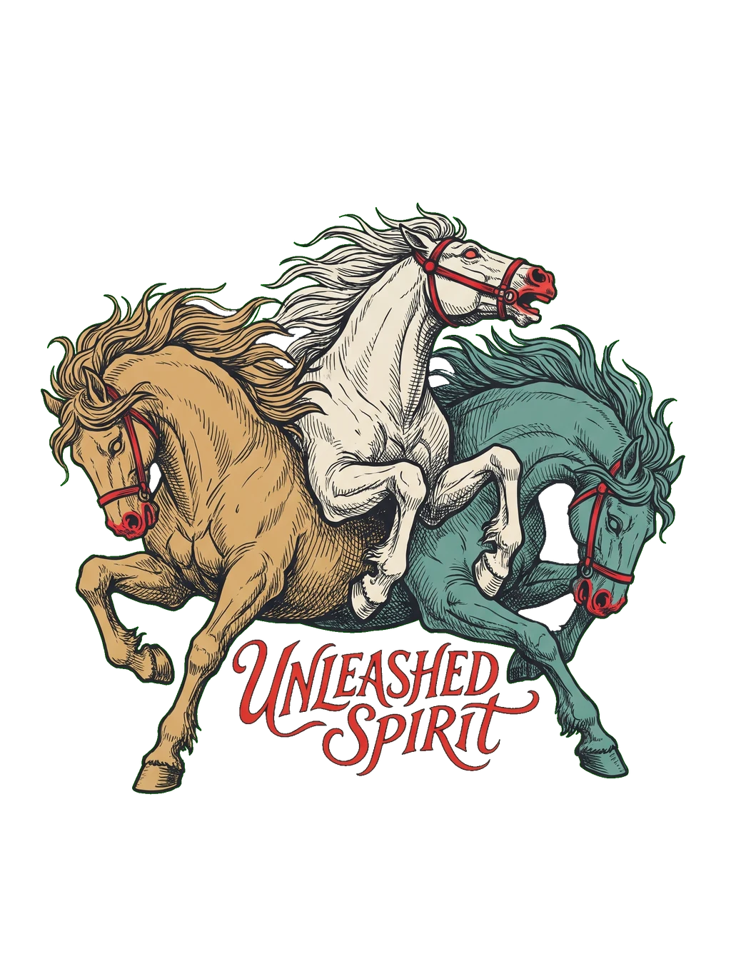 Unbridled Gallop: Three Steeds Ink Art Tee