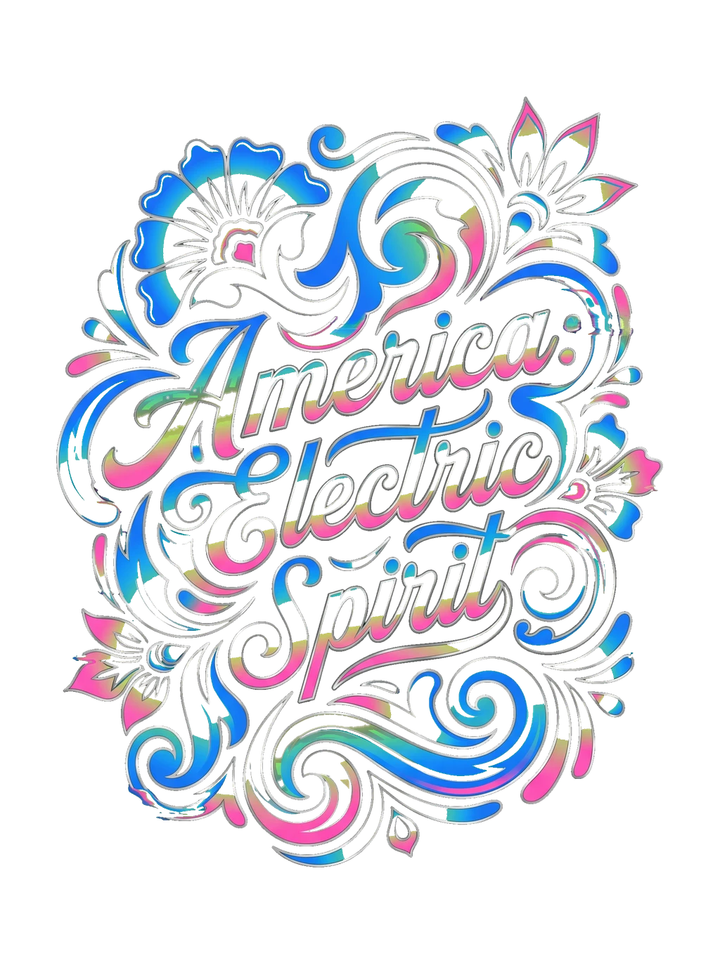 Electric Bloom: America's Vector Flow Tee