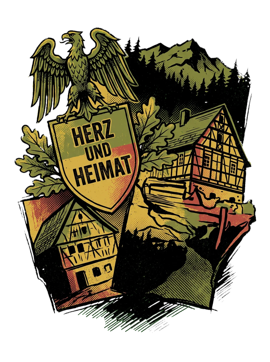 German Heritage Eagle - Retro Print Tee