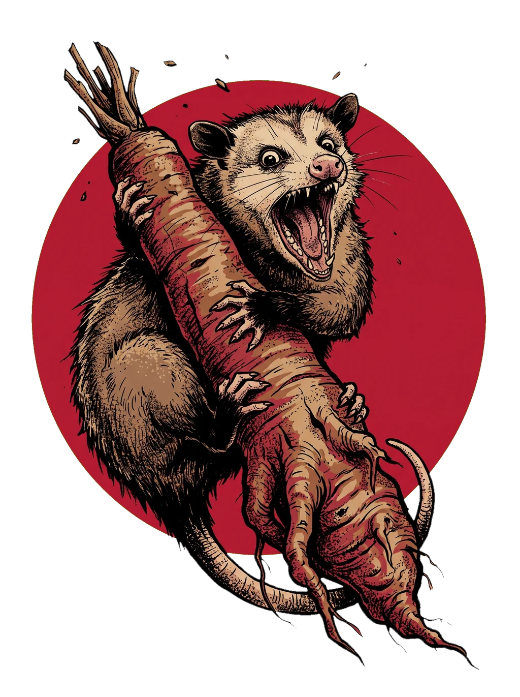 Primal Possum Feast: Ink & Crimson