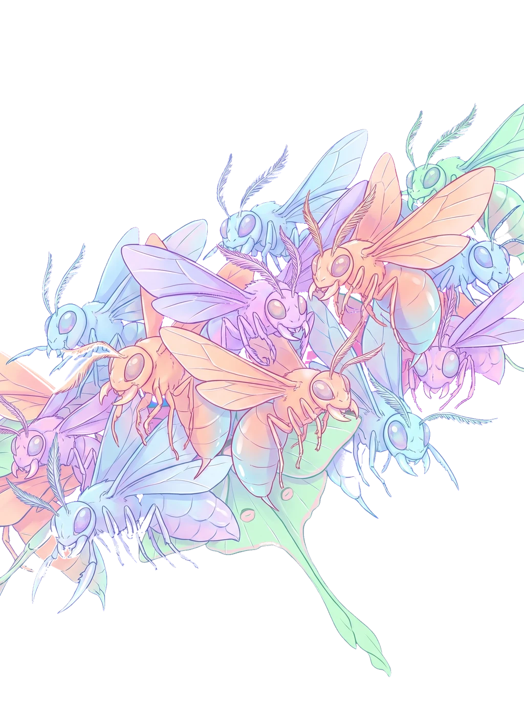 Pastel Swarm: Enigmatic Moth-Wasp Hybrid Design