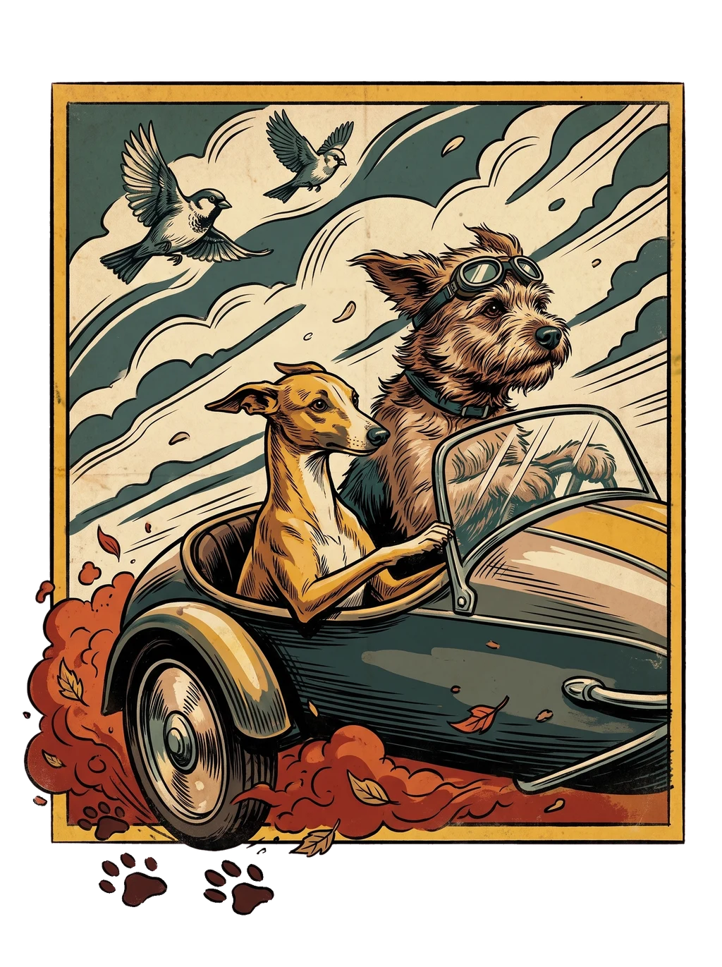 Wind in My Fur Sidecar Dogs Vintage Tee