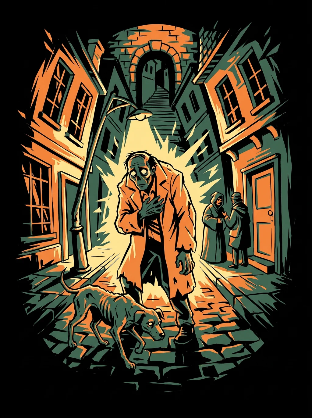 Crooked Shadows Expressionist Graphic T-Shirt