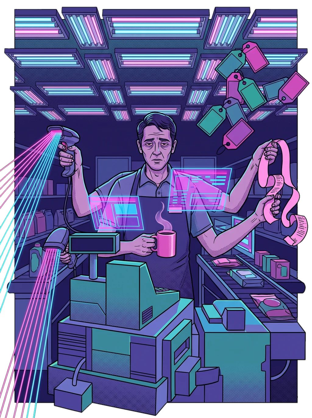 Cosmic Check-Out: The Multitasking Martian's Grind