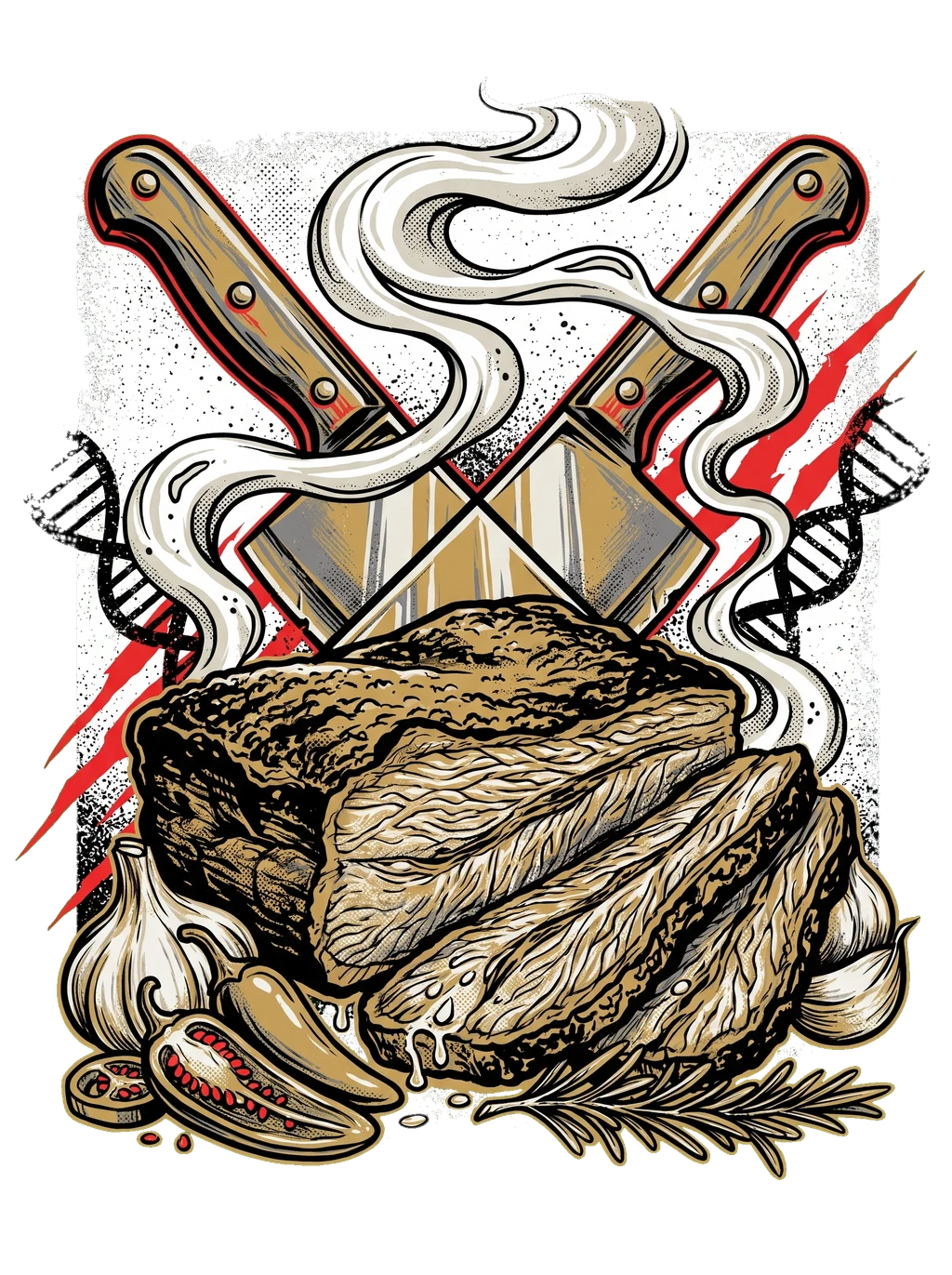 Smoked Brisket & Crossed Cleavers Graphic Tee