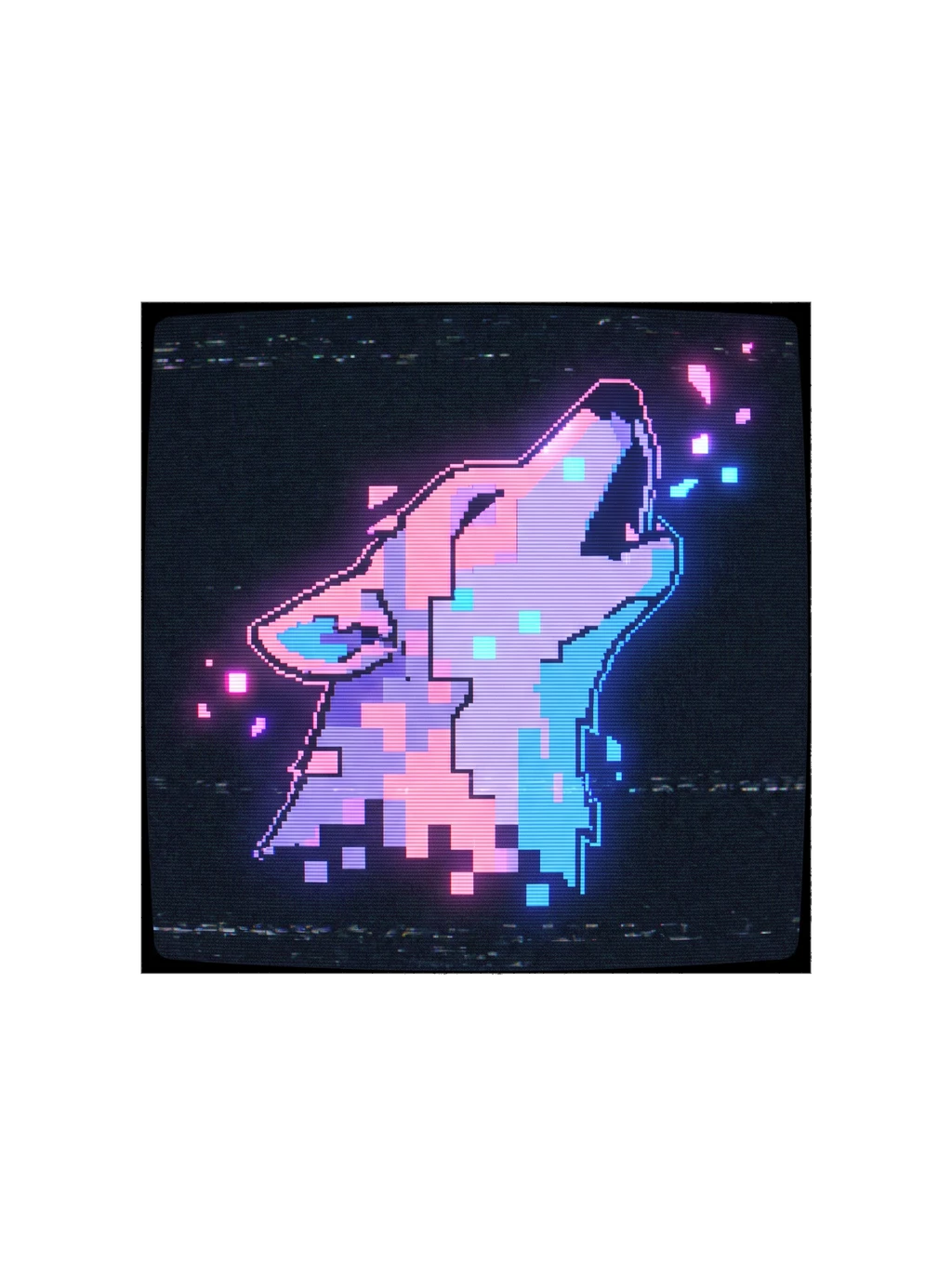 Vaporwave Howling Wolf