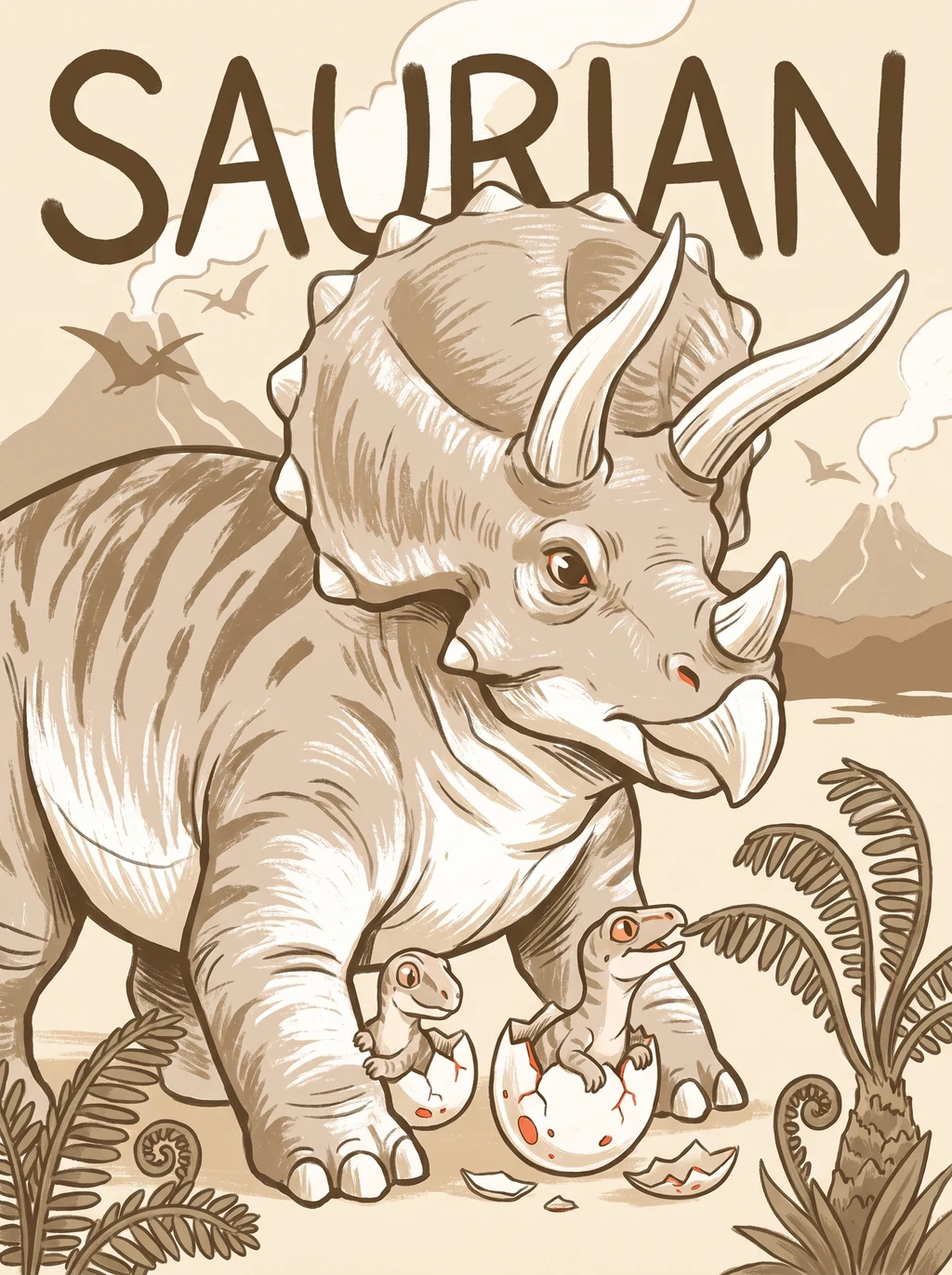 Saurian Guardian Triceratops Magazine T-Shirt