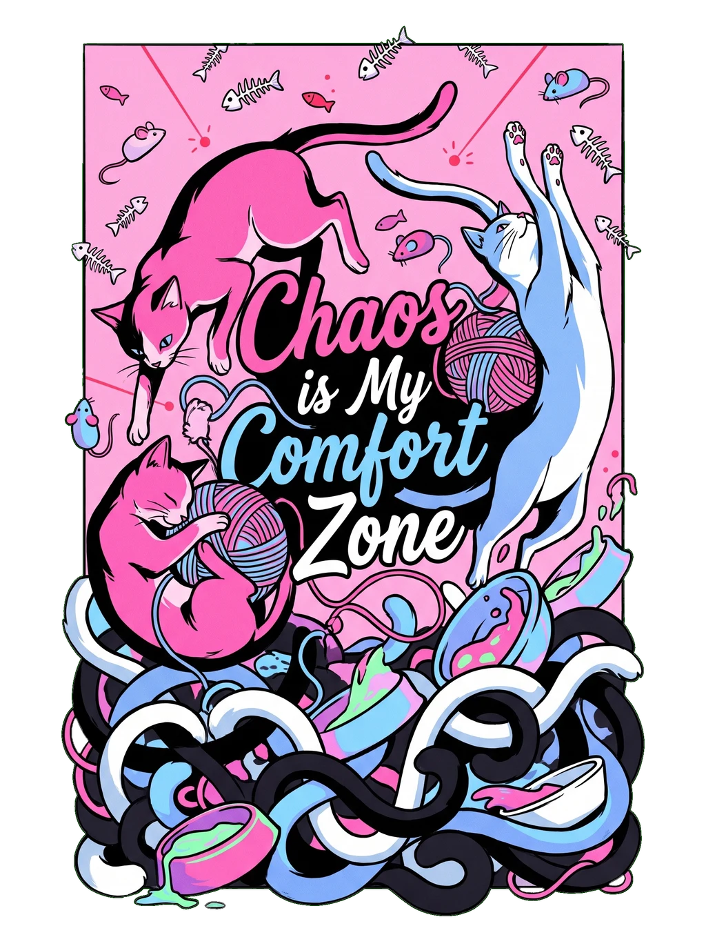 Feline Frenzy: Neon Pastel Cat Chaos