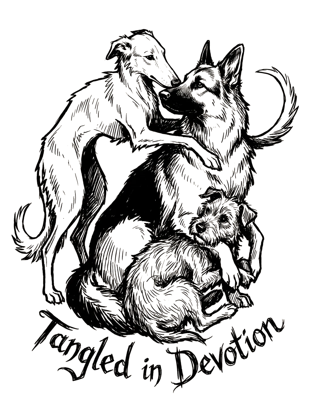 Canine Embrace: Ink Nuzzle