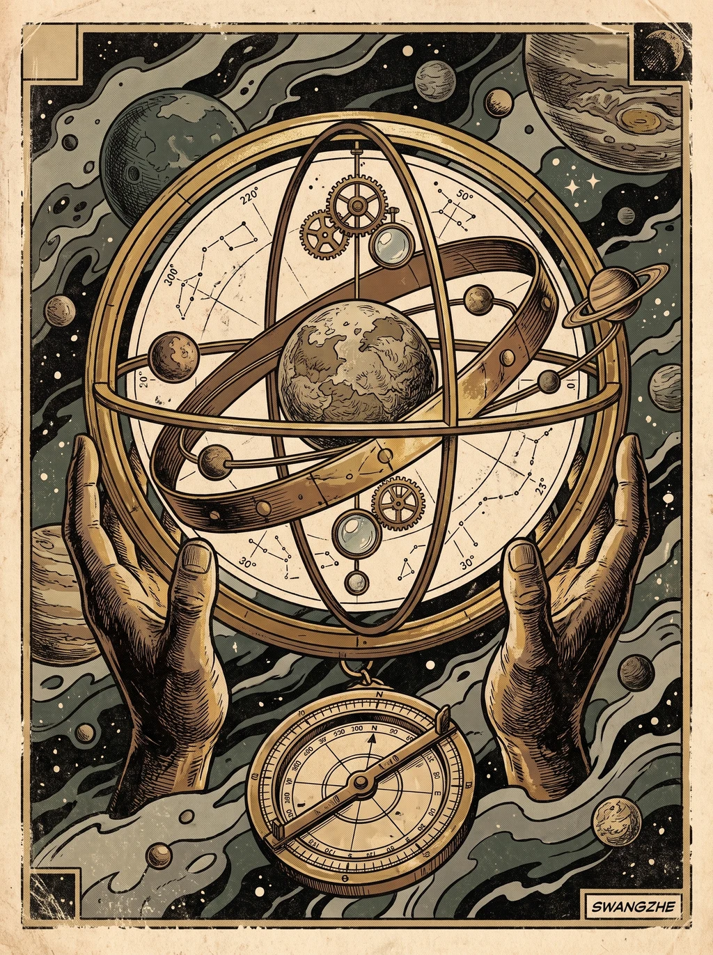 Architect of the Cosmos Armillary Tee
