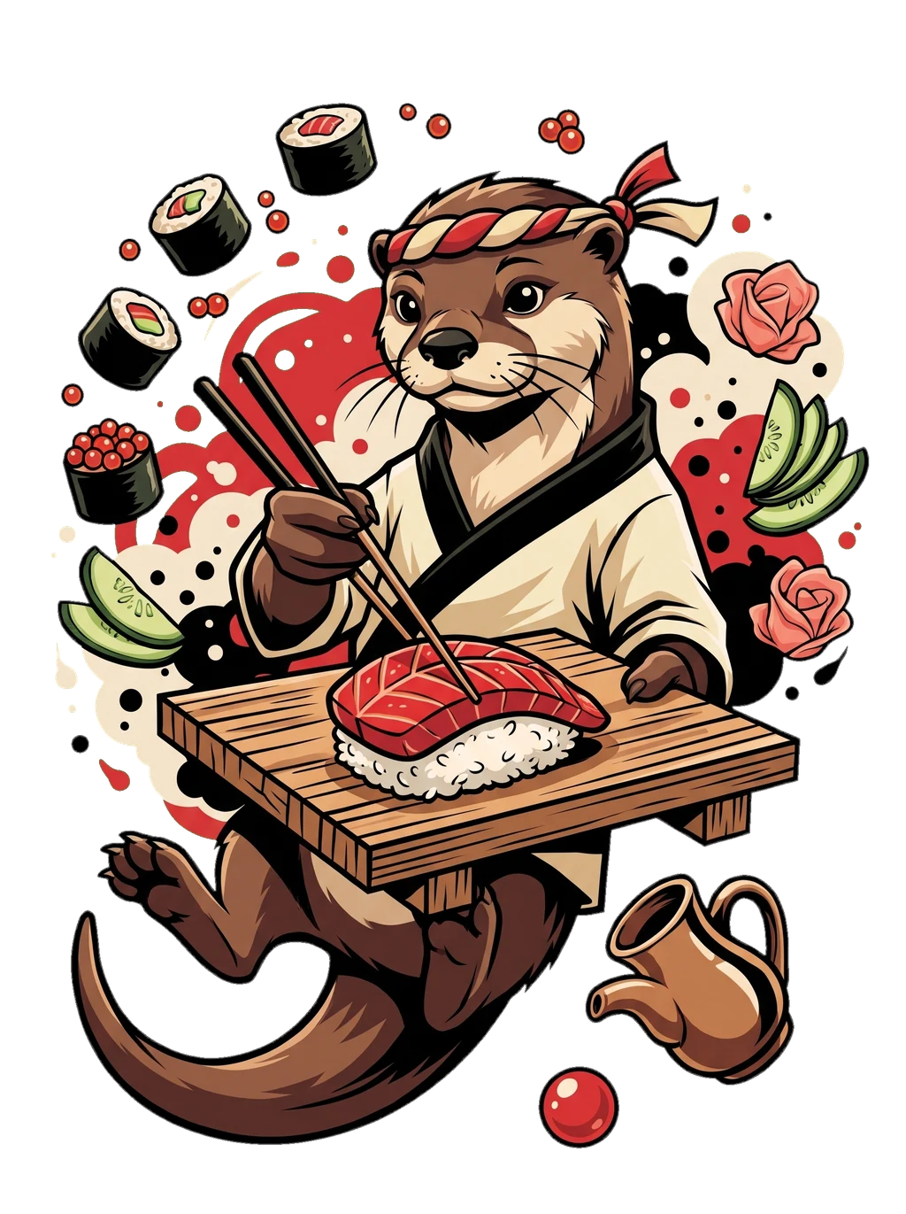 Master of the Roll Otter Sushi Chef Tee