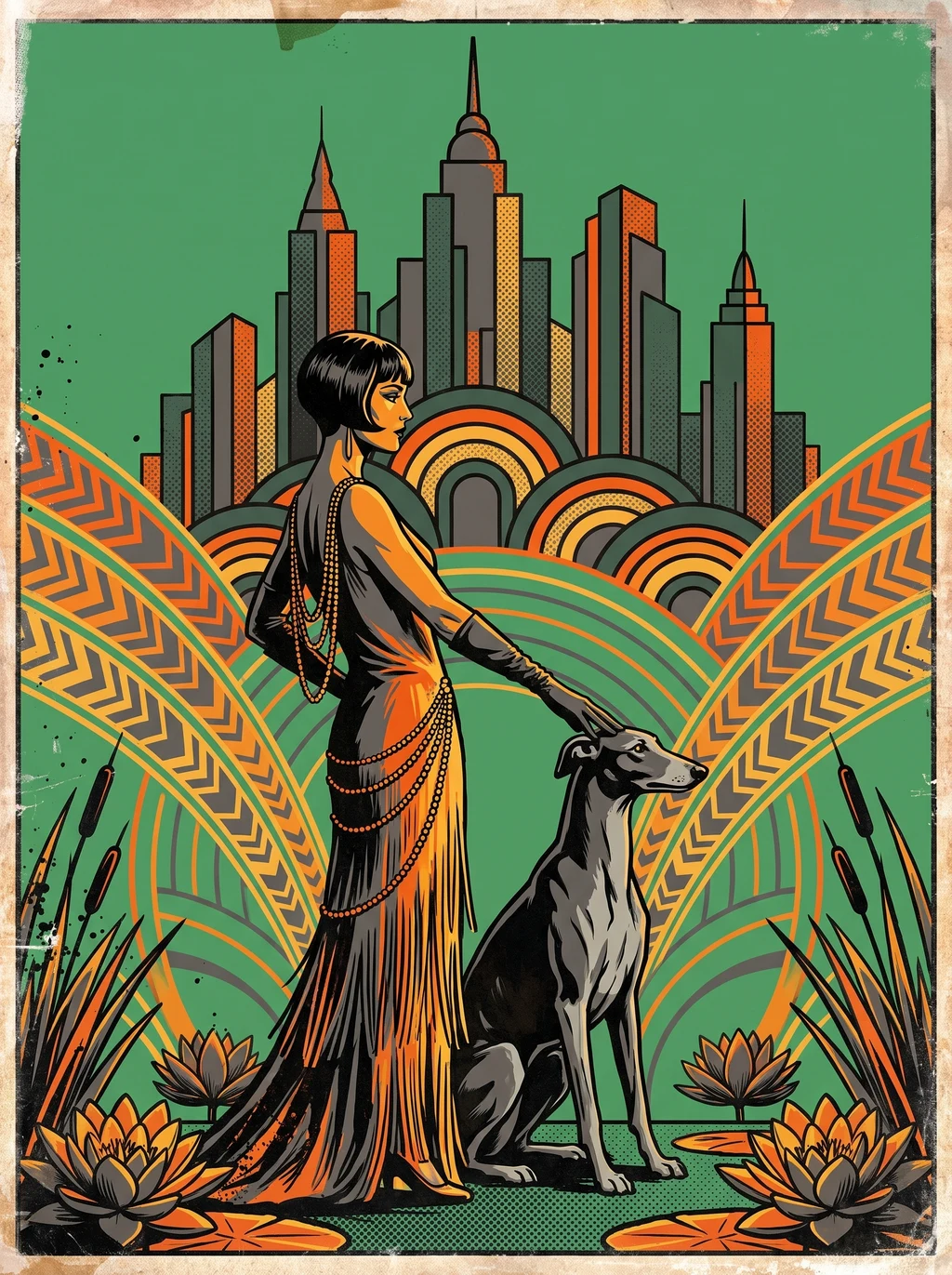 Art Deco Elegance Greyhound Tee