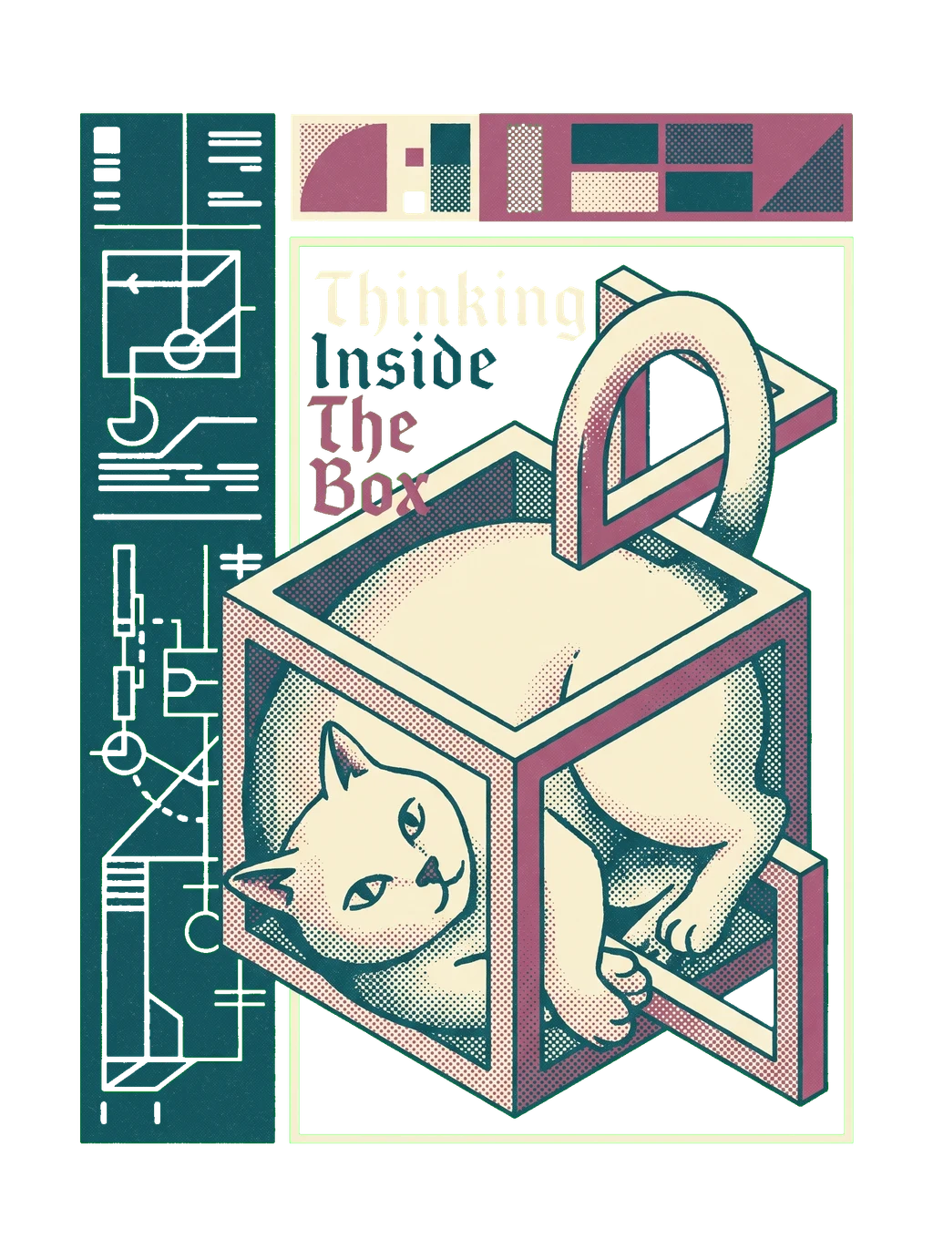 Boxed In Purr-adox Geometric Cat Tee