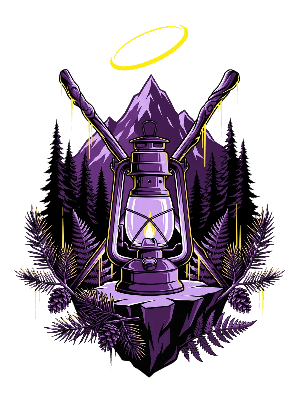 Light the Trail Mountain Lantern T-Shirt