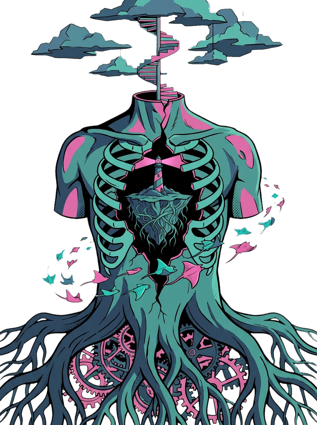 Ocean Within: Surreal Anatomy Graphic Tee