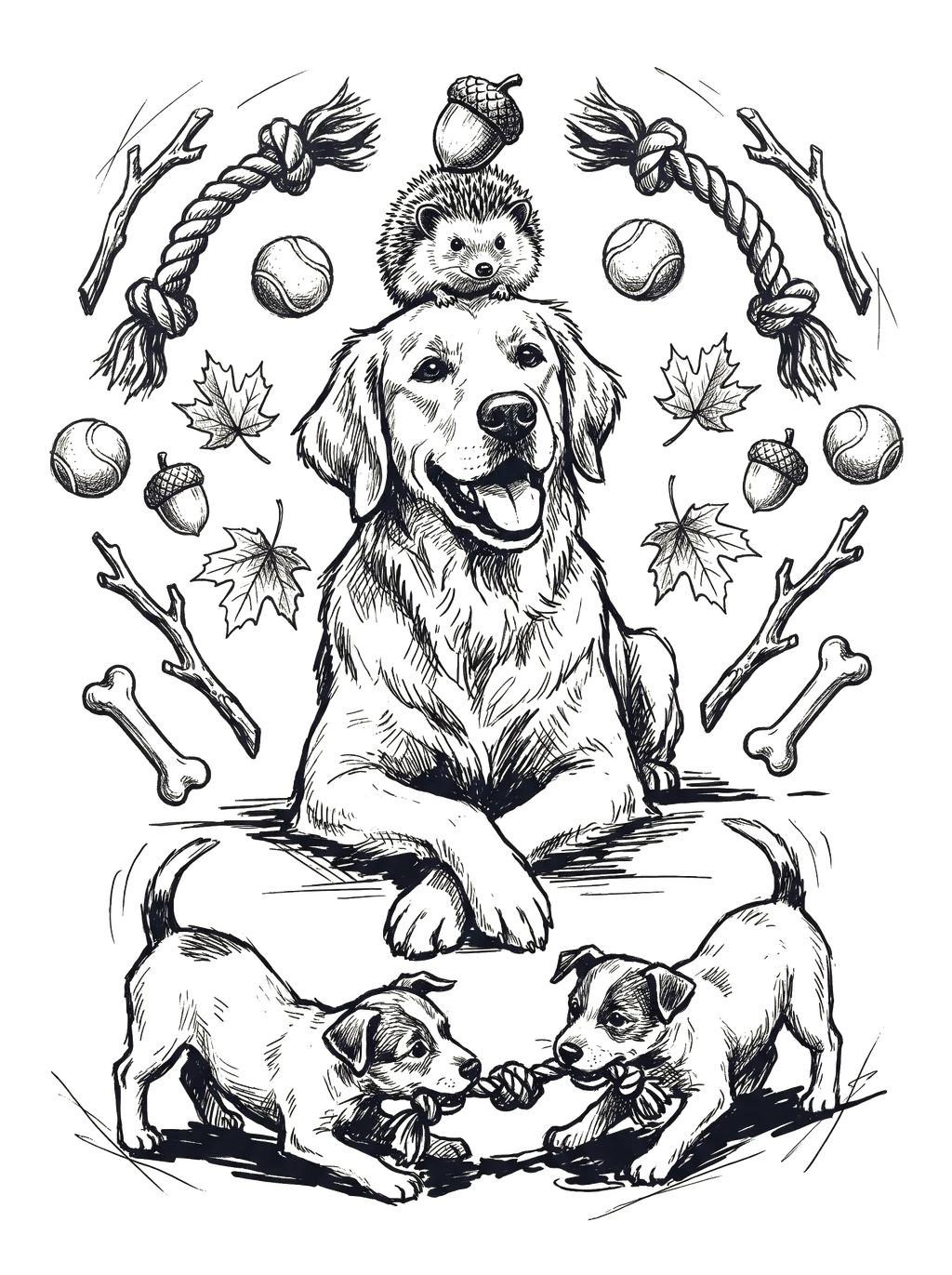 Paws & Prickles Dog Ink Art T-Shirt