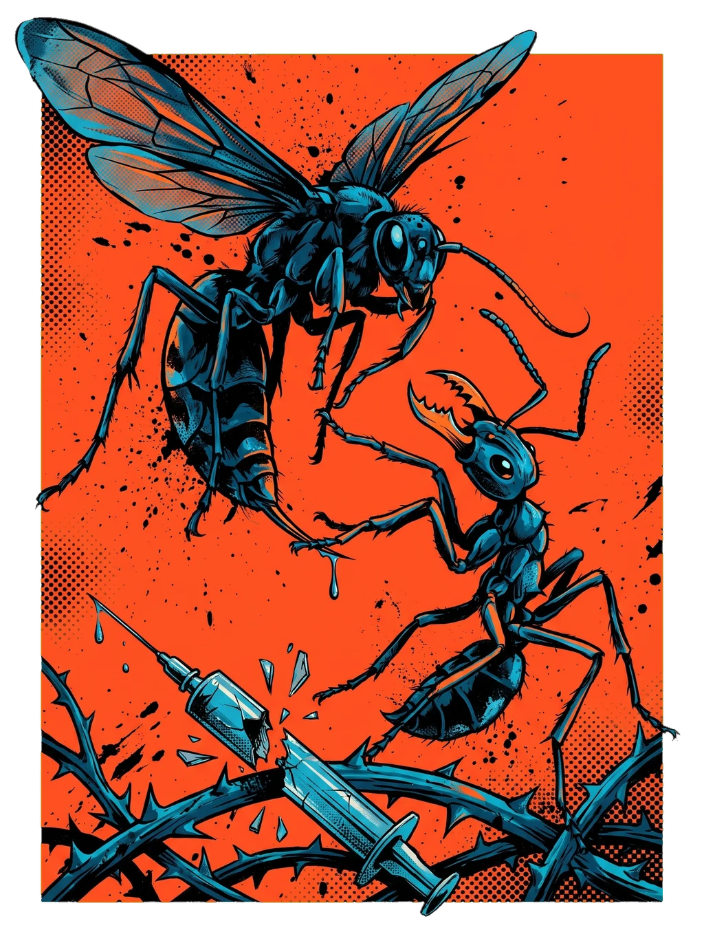 Apex Insect Clash: Wasp vs. Ant Battle Tee