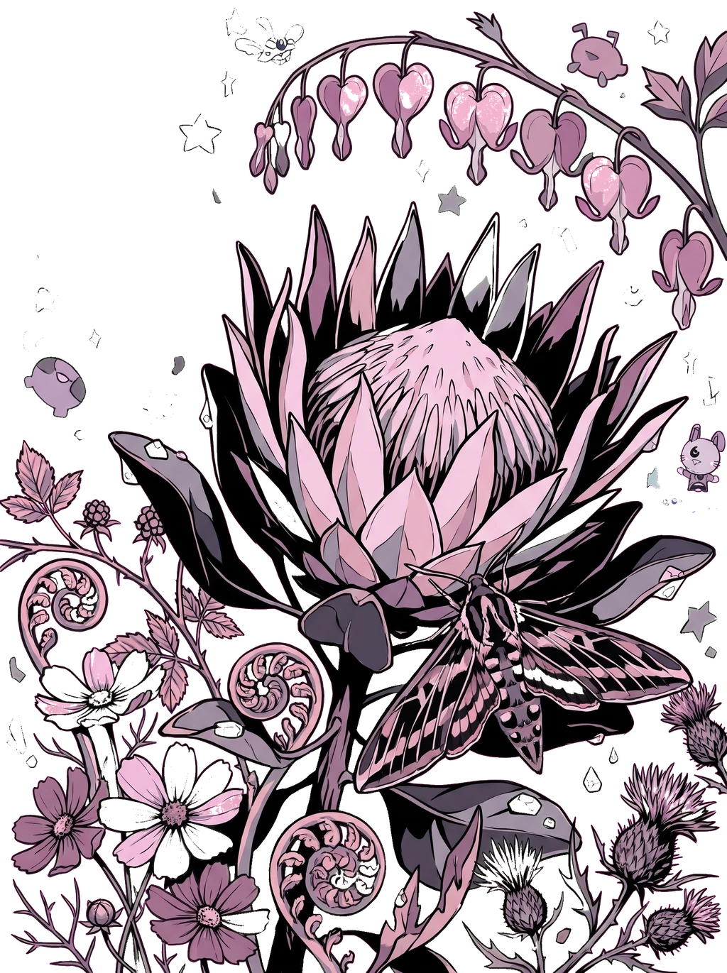 King Protea & Hawkmoth Graphic Botanical Tee