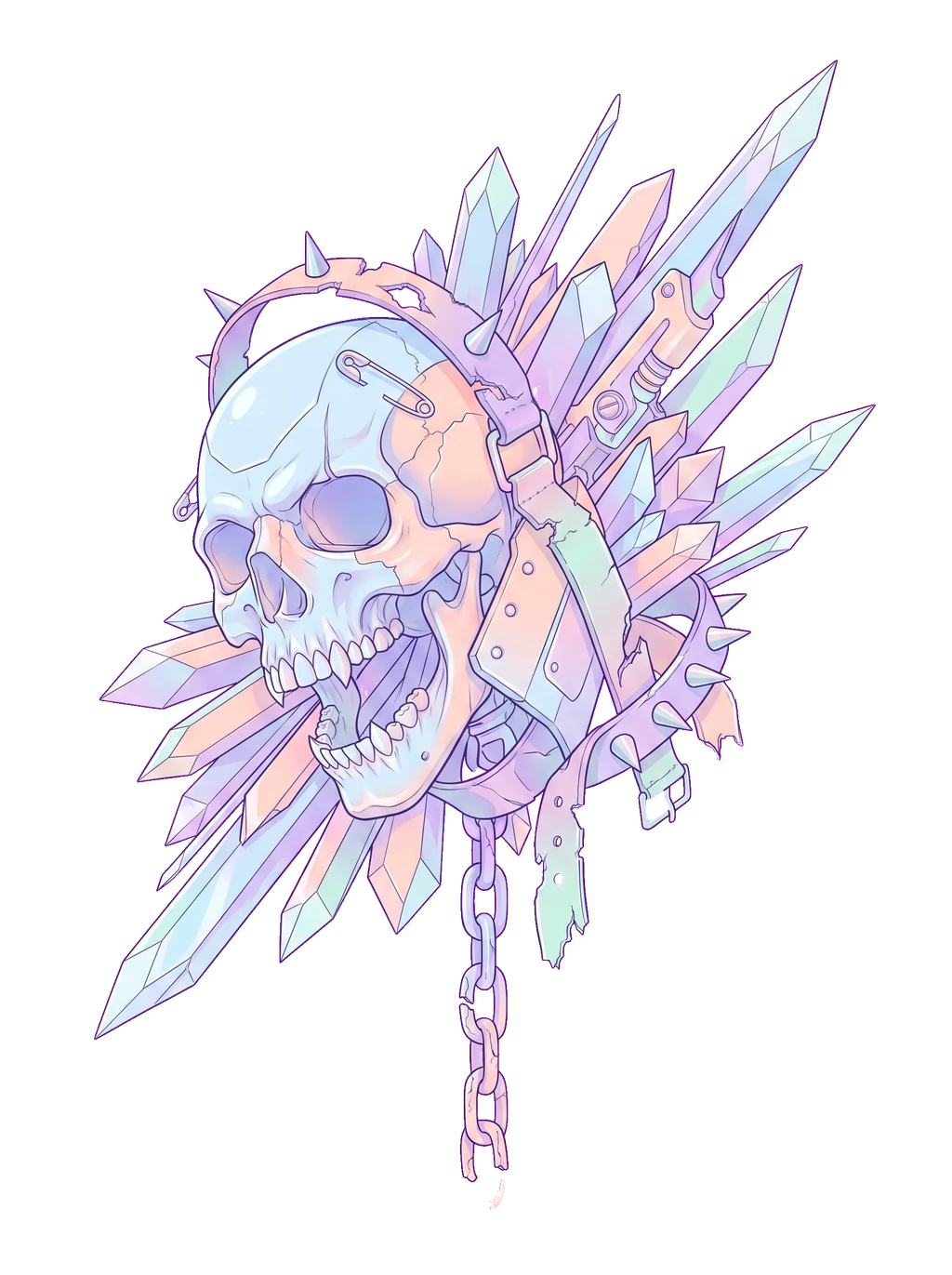 Cyber-Punk Pastel Skull Cluster